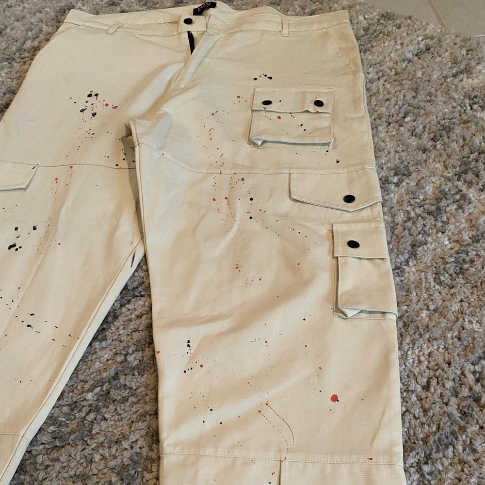 BooHoo Man Paint Splatter Cargo Jeans